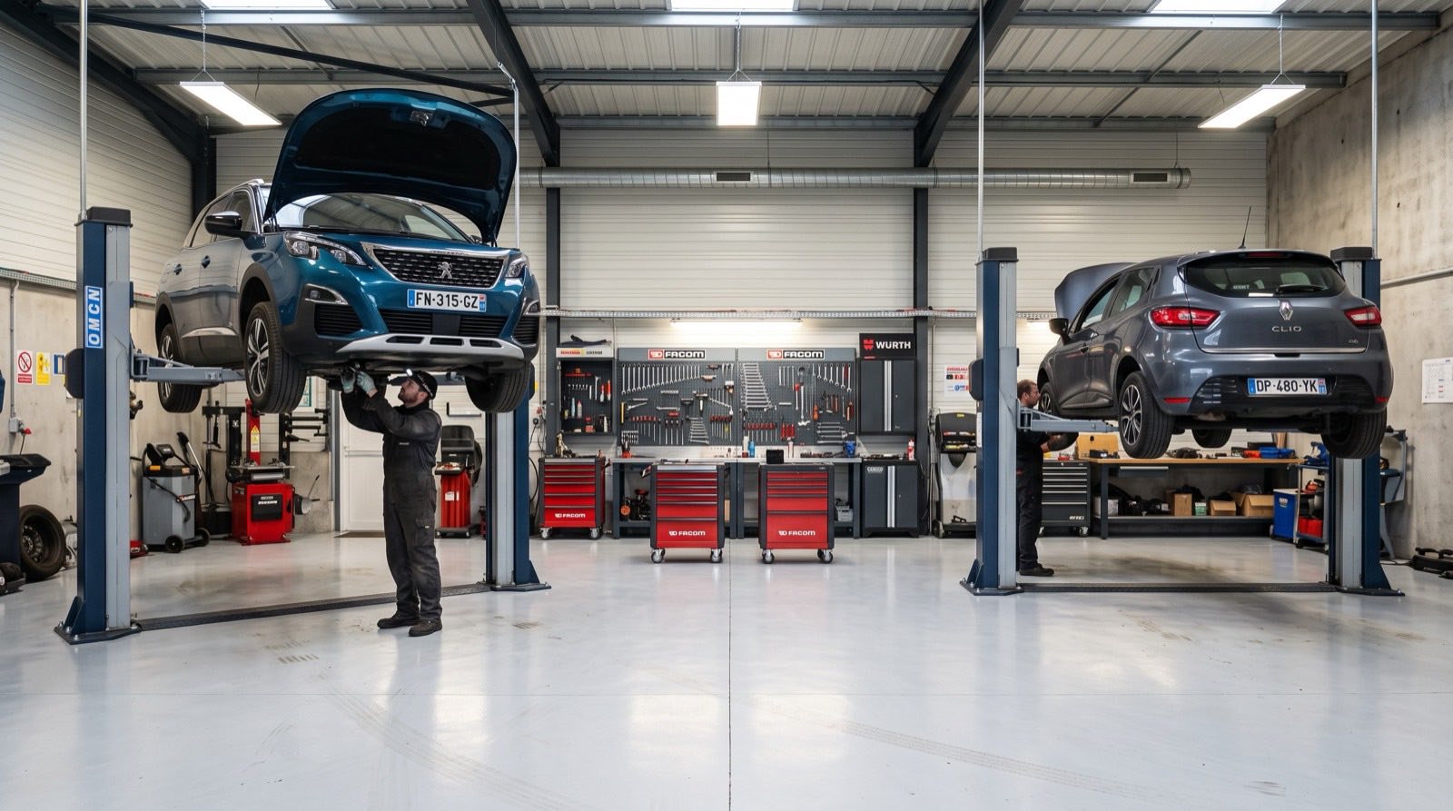 L'atelier mécanique de Bouchy Automobiles : ponts élévateurs et outillage