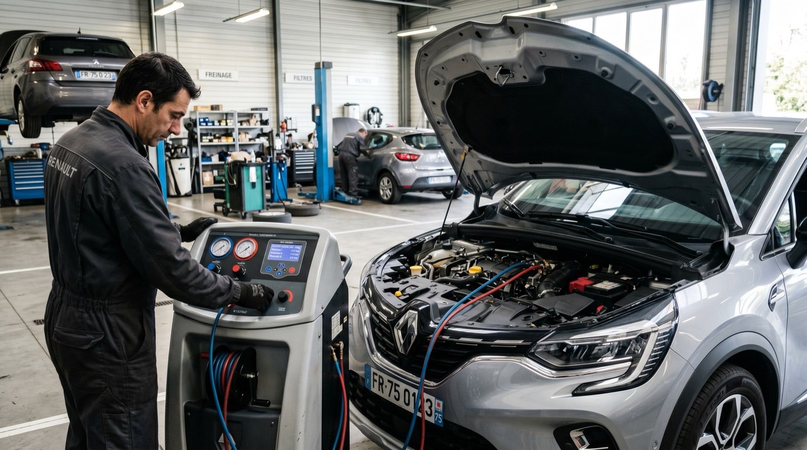 Climatisation automobile réalisé dans l'atelier Bouchy Automobiles à Grièges