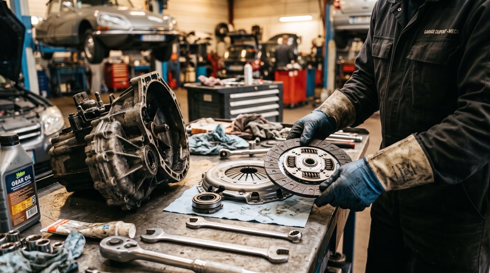 Embrayage dans l'atelier Bouchy Automobiles à Grièges