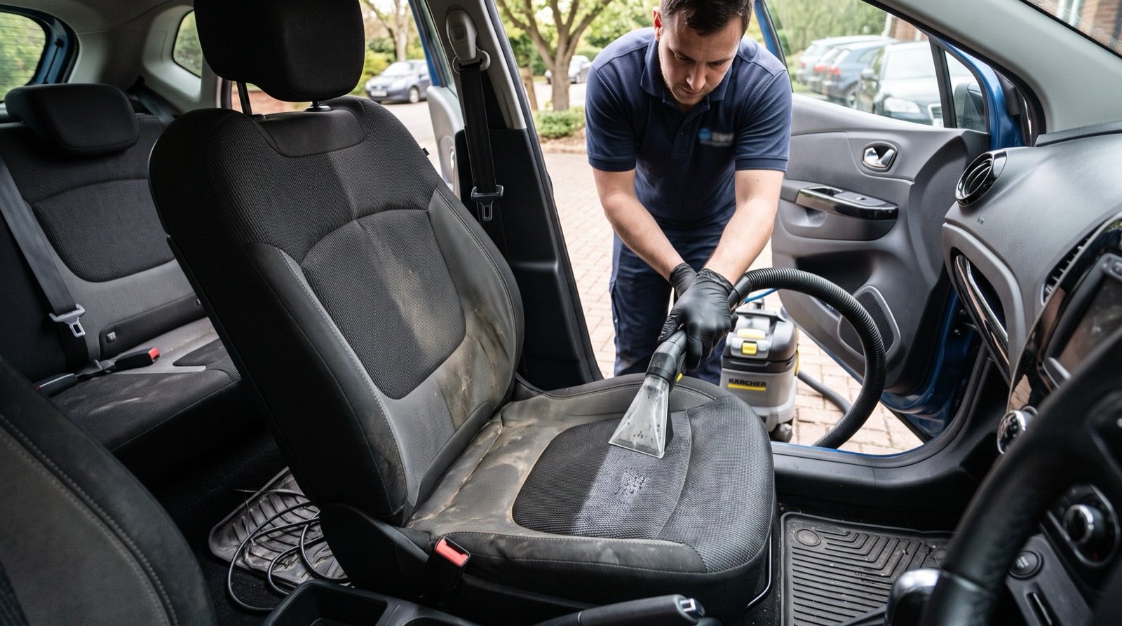 Nettoyage intérieur en profondeur dans l'atelier Bouchy Automobiles à Grièges